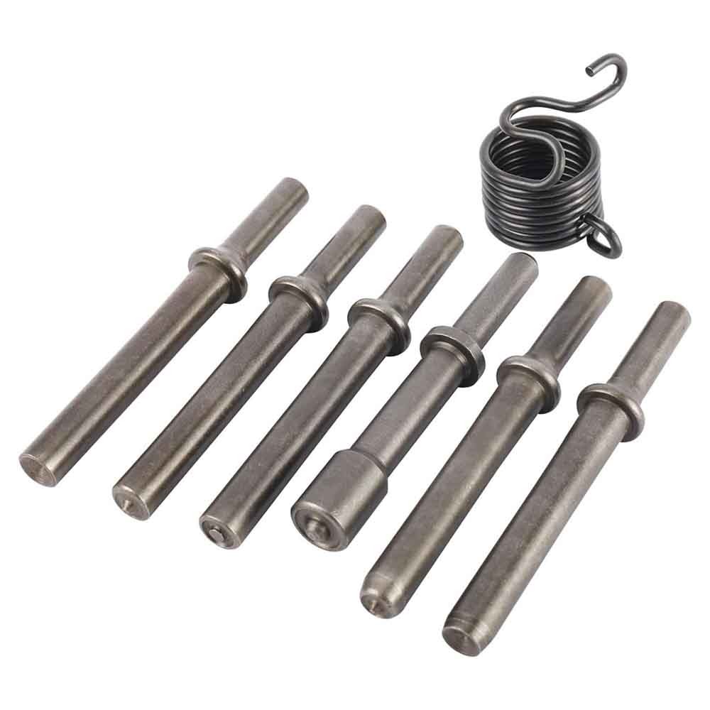 7 Pcs Pneumatic Air Rivet Hammer Tool Kit Heavy Duty Smooth Riveting Bits Set