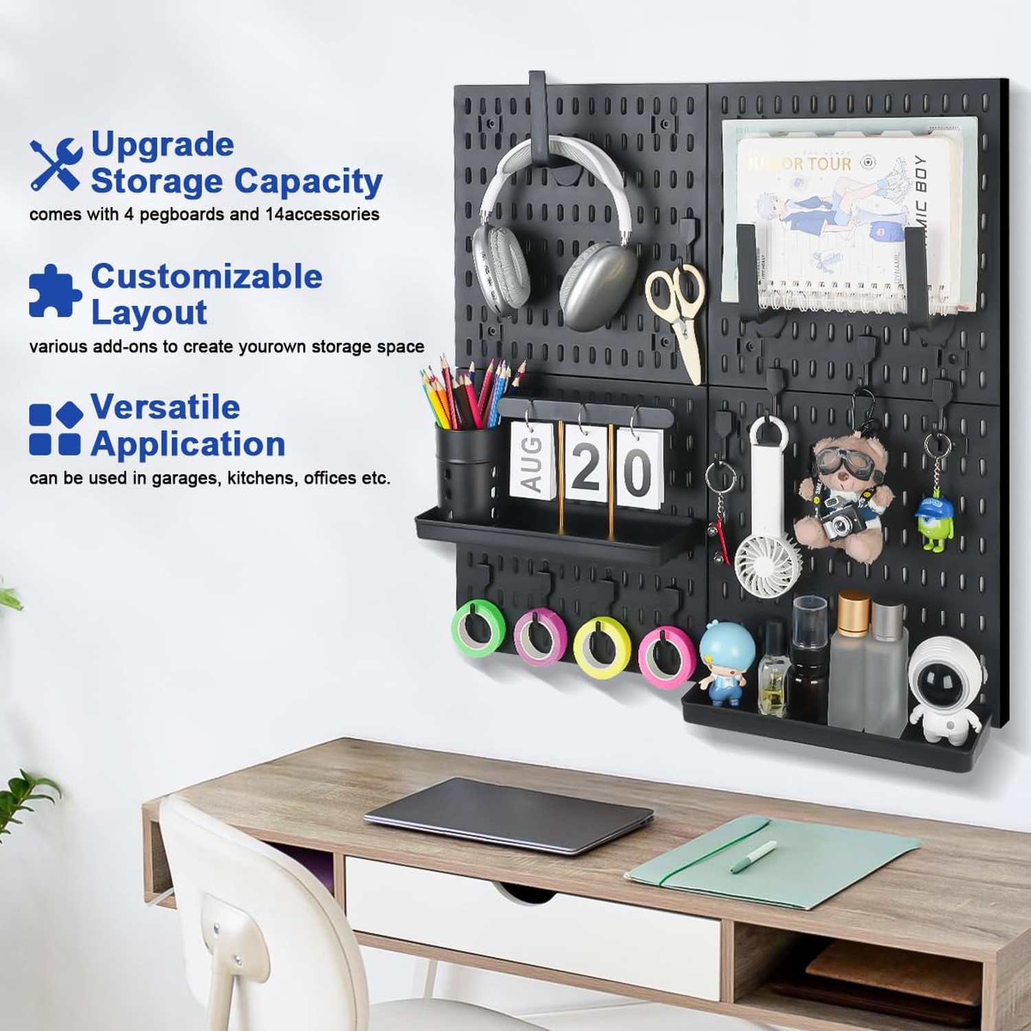 Pegboard Wall Organizer Kit – Heavy Duty 20lbs Load Bearing, Easy Installa