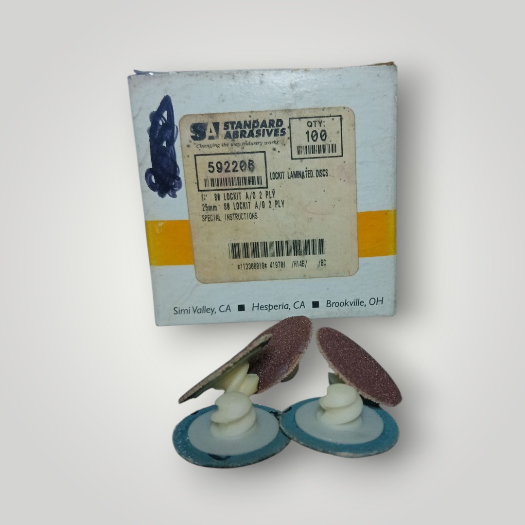 Standard Abrasives Quick Change TR A/O 2 Ply Disc 592206 1″ 80 Grit. 100 Count.