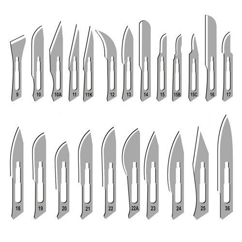 50 SURGICAL STERILE SCALPEL HANDLE BLADES #22 (1 SURGICAL SCALPEL HANDEL#4 FREE