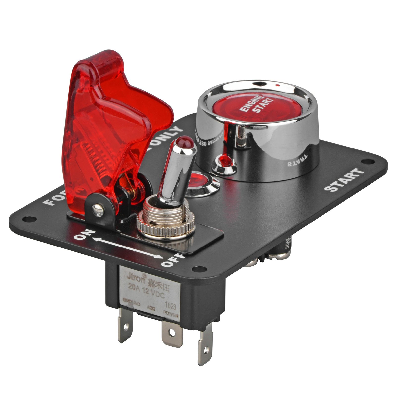 12V 2In1 Red LED Toggle Racing Car Ignition Switch Panel Engine Start