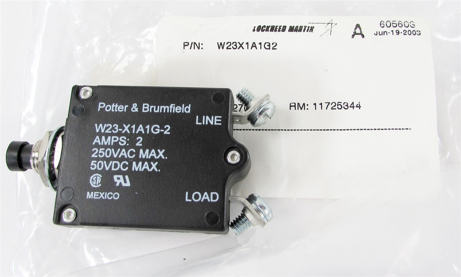 NOS Lot of (2) Lockheed Martin/ TE Conn. 2Amp Circuit Breakers – W23X1A1G2