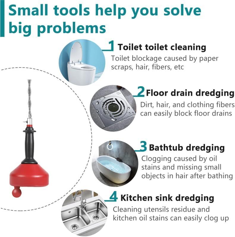25ft Plumbers Drain Snake Long Heavy Duty Plumbing Auger Hand Tool Bathroom Pipe