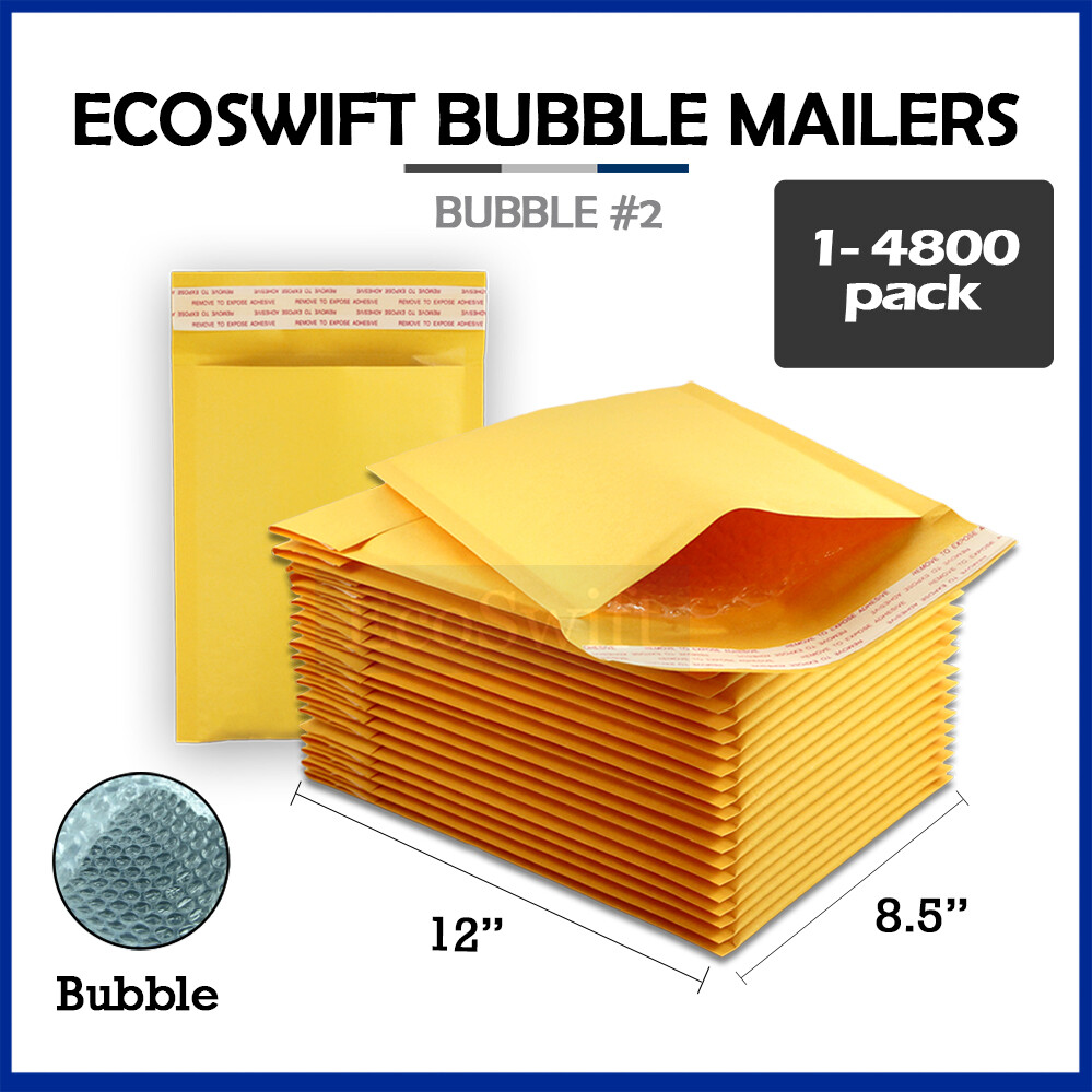 1-4800 #2 8.5×12 “EcoSwift” Kraft Bubble Mailers Padded Envelope Bags 8.5″ x 12″