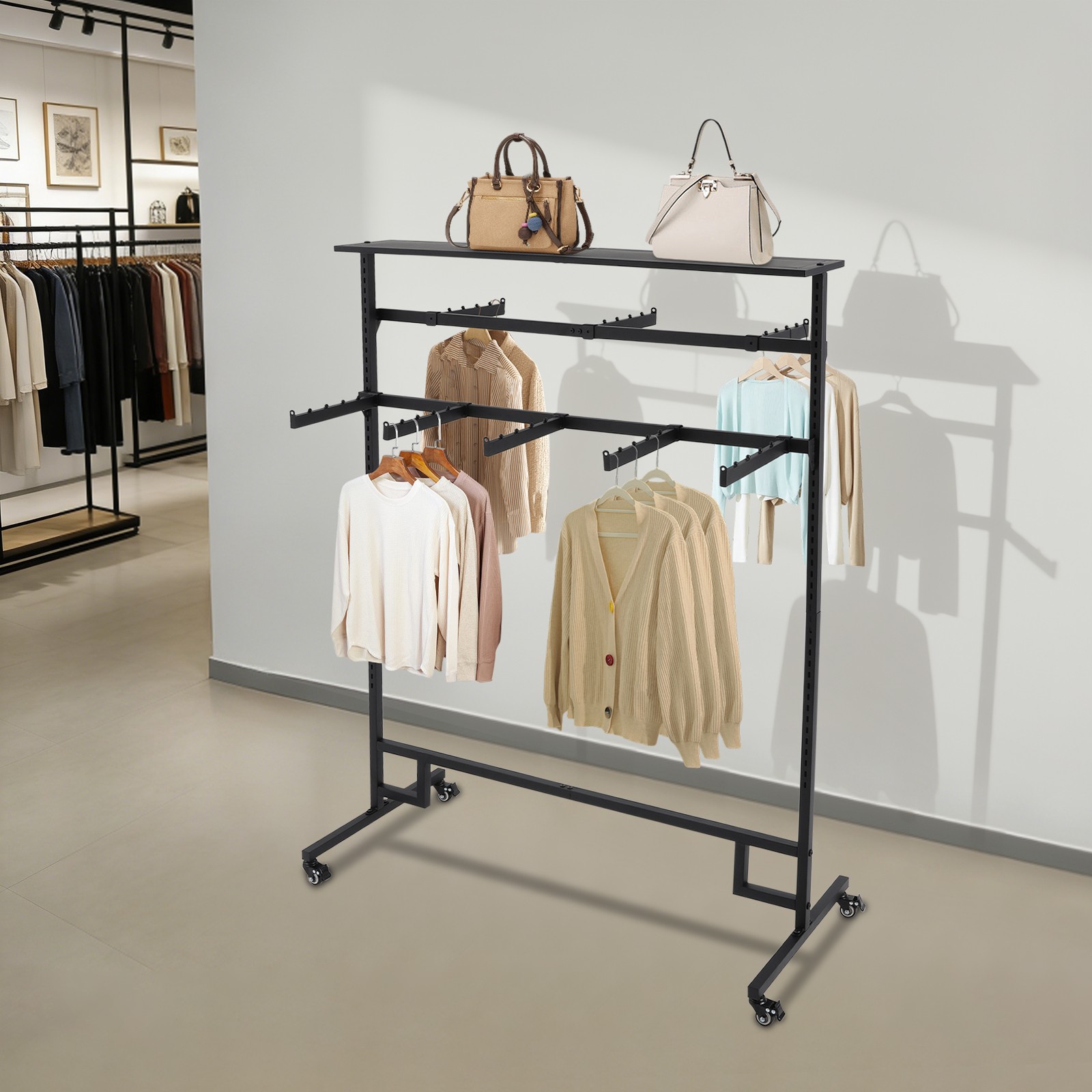 Clothing Display Rack, Floor Standing Garment Rack, 8 Arms Clothing Rack