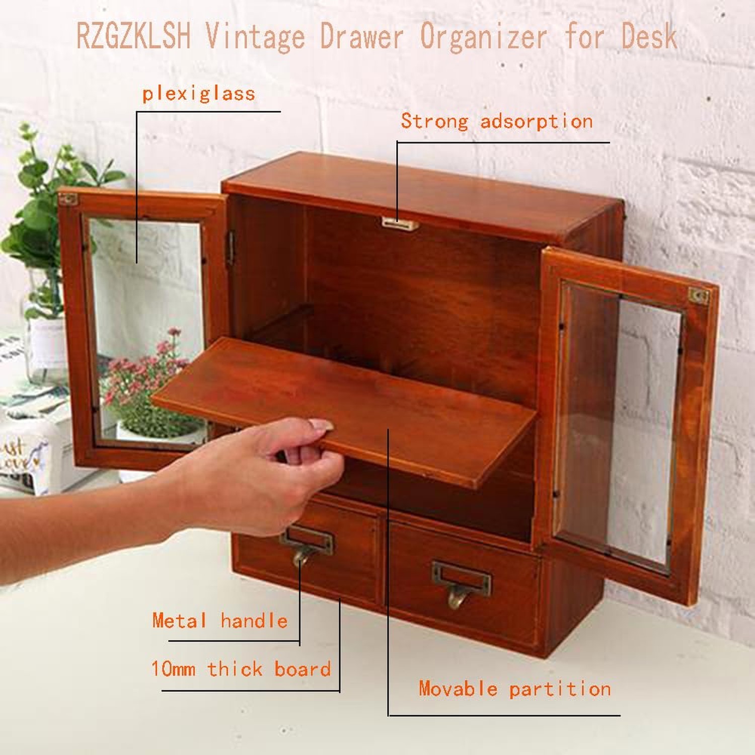 Rustic Vintage Mini Pine Counter Top Cabinet – 12″ L x 4.7″ W x 14″ H with 2 …