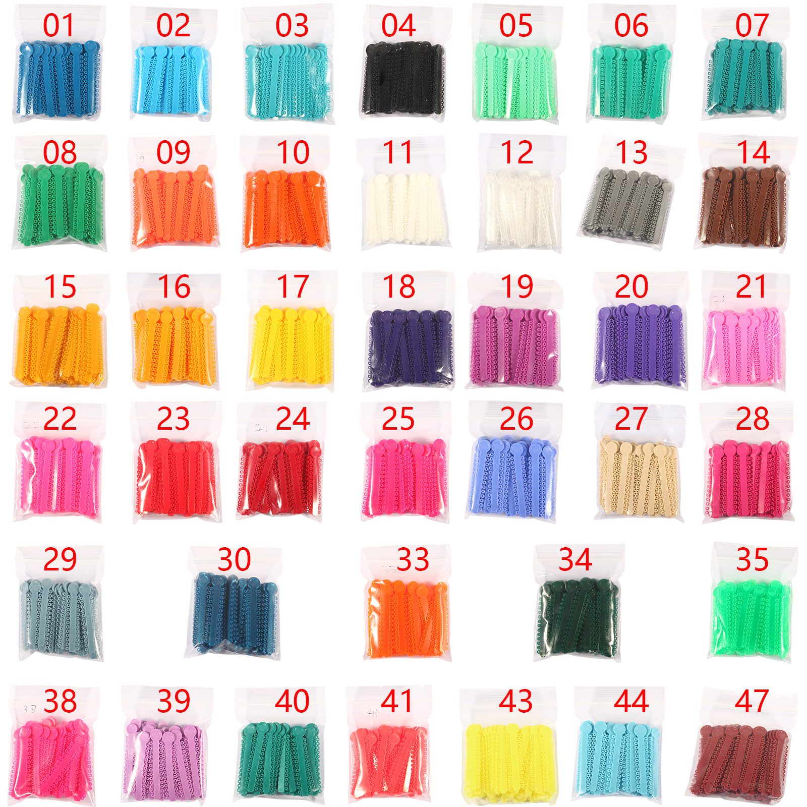 Sale Orthodontic Braces Ligature Ties Elastic Rubber Bands 43 Color 1040Pcs