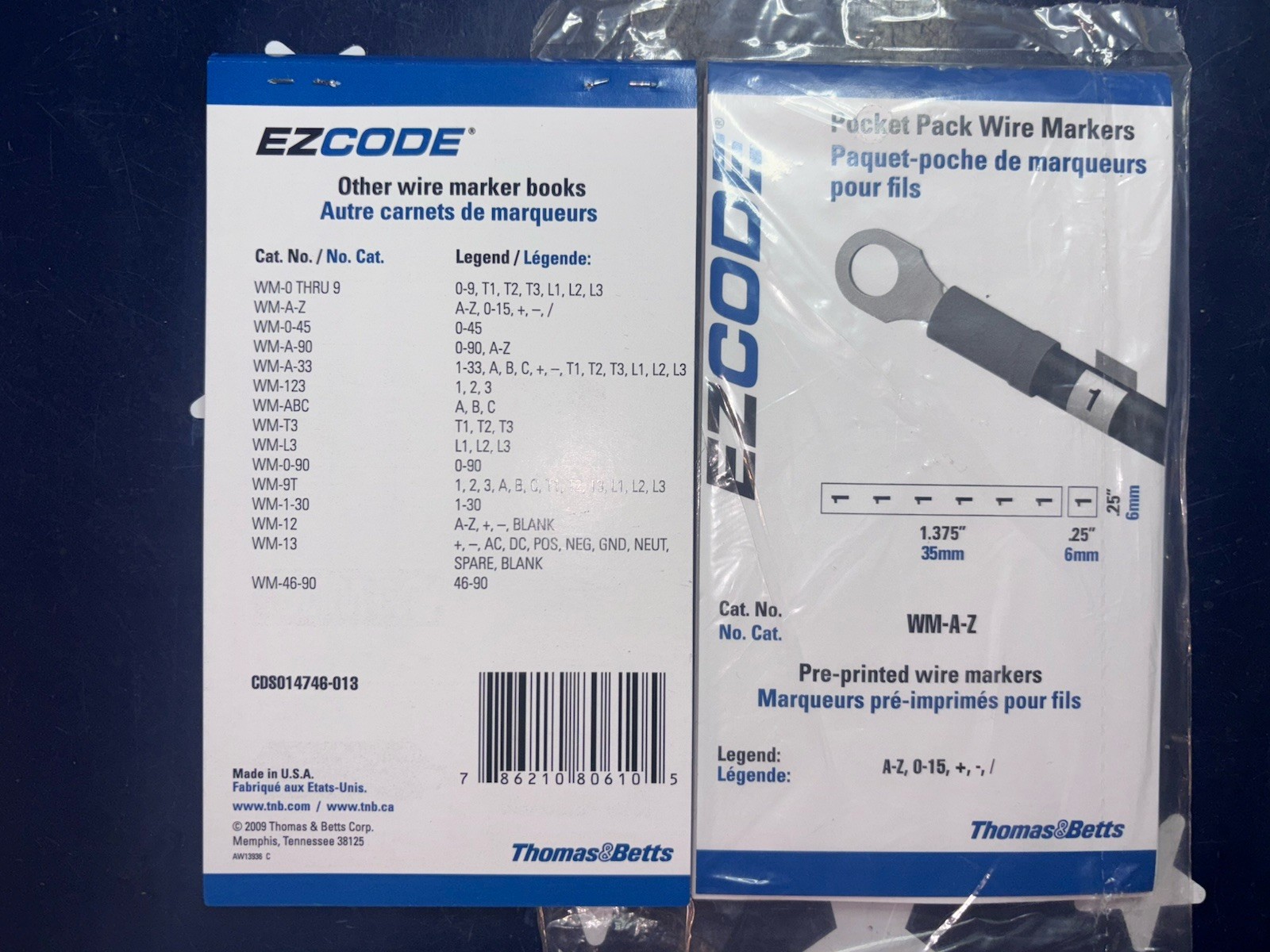 Two T&B WM-A-Z Preprinted Wire Marker Book #A-Z 0-15 10 Page Book TWO BOOKS