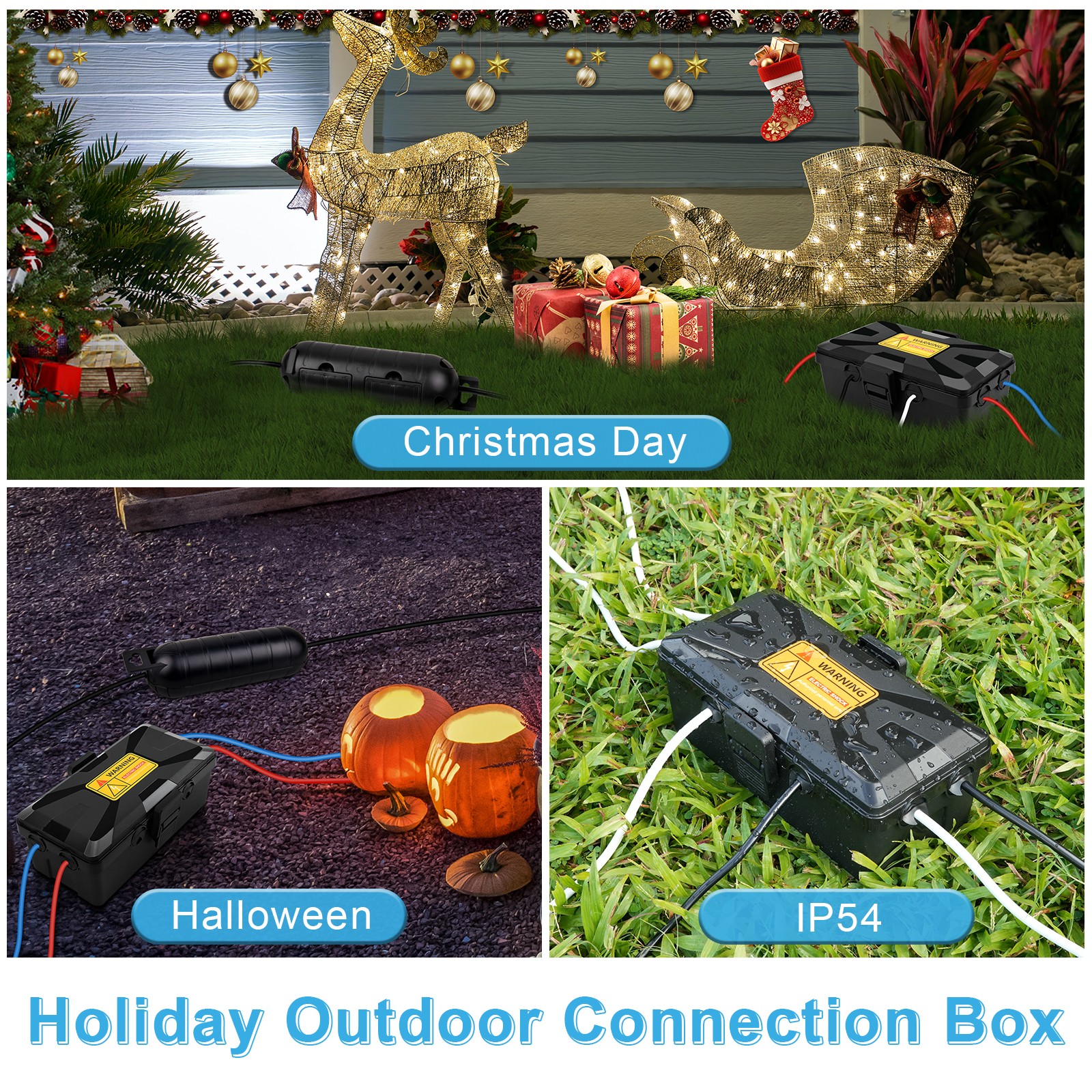 IP54 Waterproof Outdoor Socket Cover Box Heavy Duty PP Extension Cord Protector
