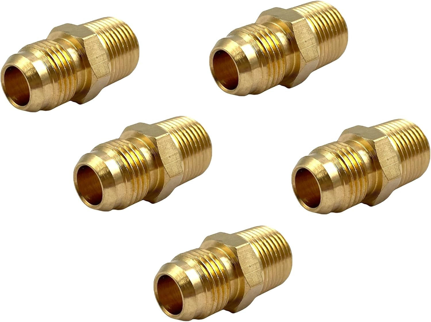 5Pcs 3/8″ NPT X 3/8 Flare Tube Fittings,3/8 Flare to 3/8 Inch Male NPT Brass Pip