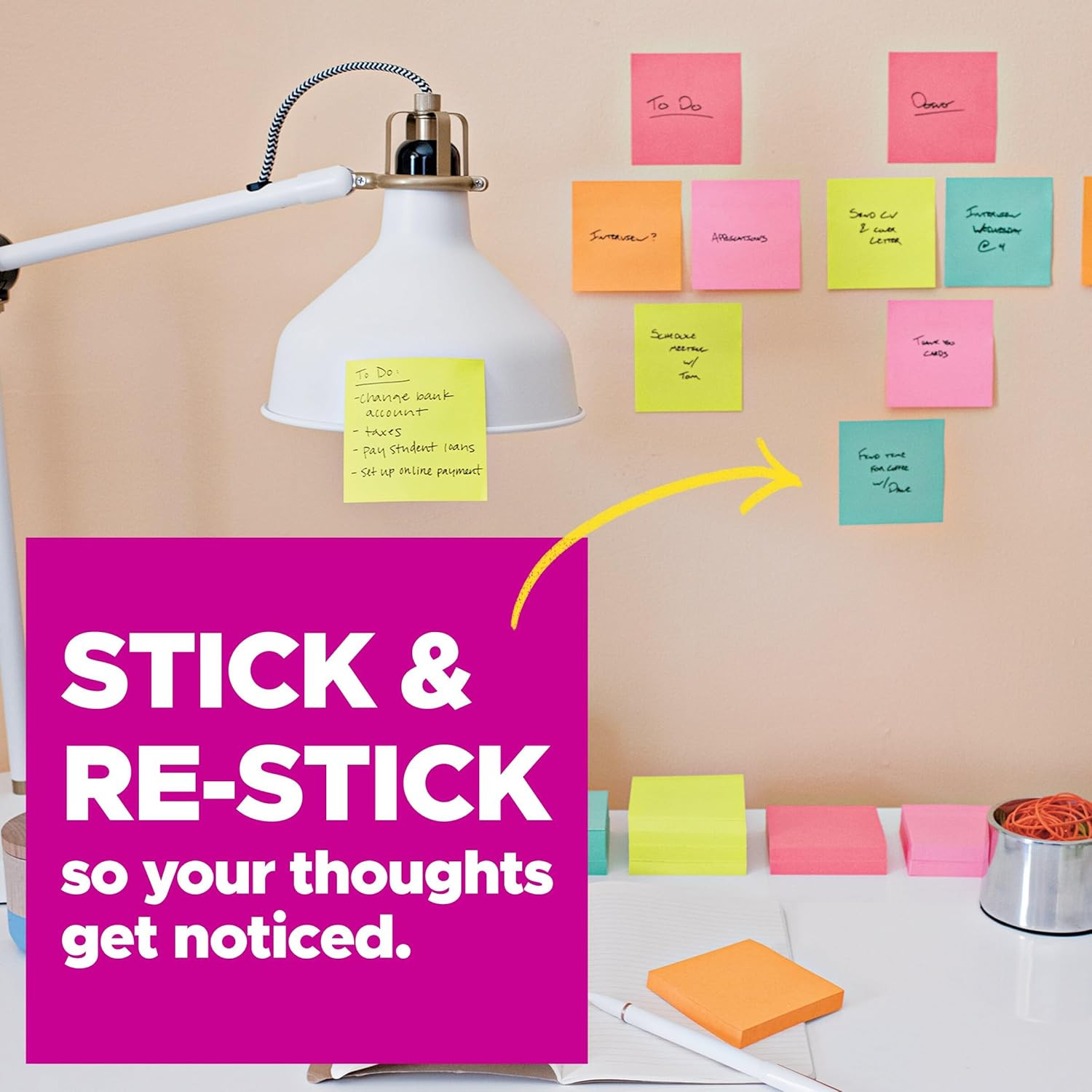 Post-It Super Sticky Notes, 3 X 3 In, Assorted Brights, 15 Pads | School Supplie