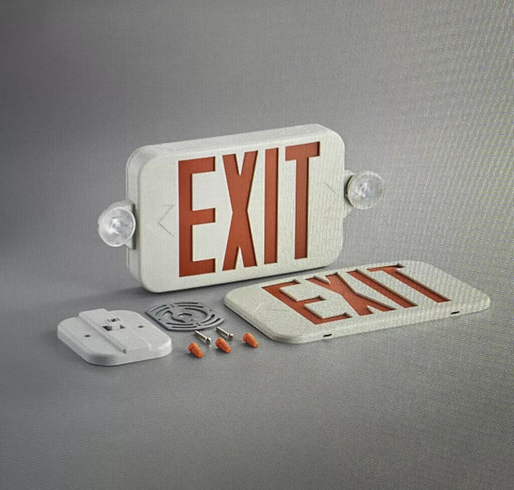 Lavex Industrial Emergency Exit light 020958- NOS- Sealed, Open Box
