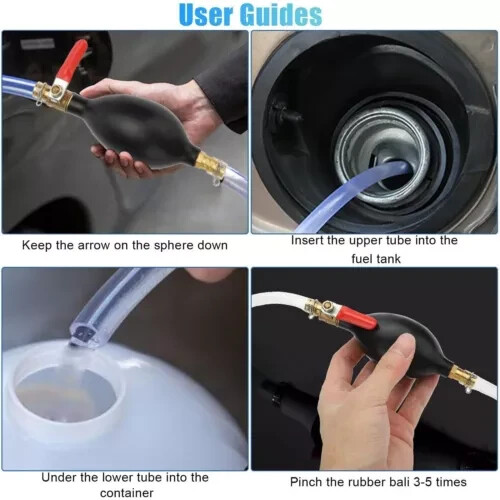 Siphon Hose Hand Pump Portable Manual Car Fuel Transfer for Gas Gasoline Petrol