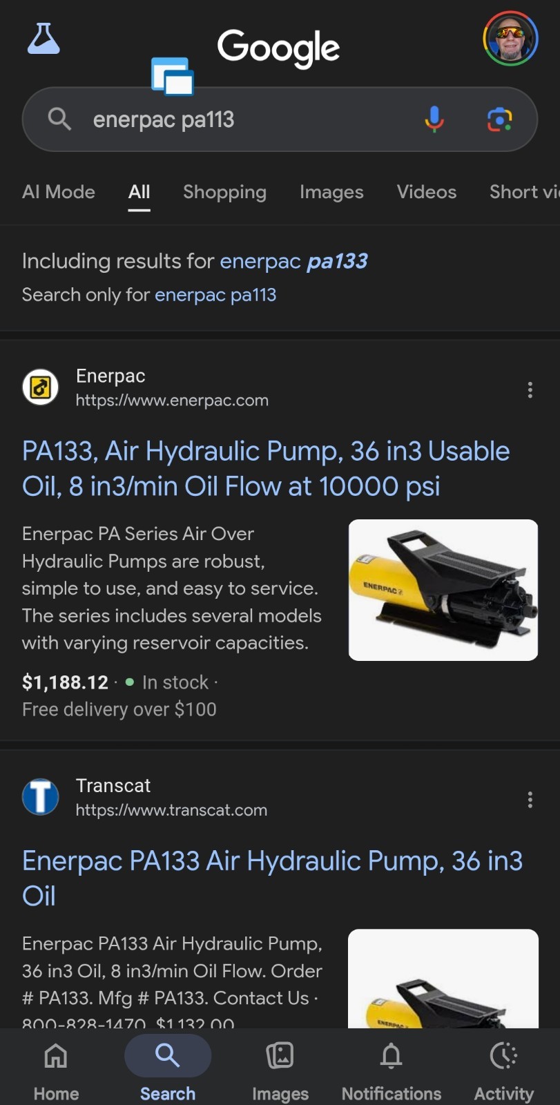 Enerpac PA133 Pneumatic Air Hydraulic Pump Single Acting 10,000 PSI 700 Bar