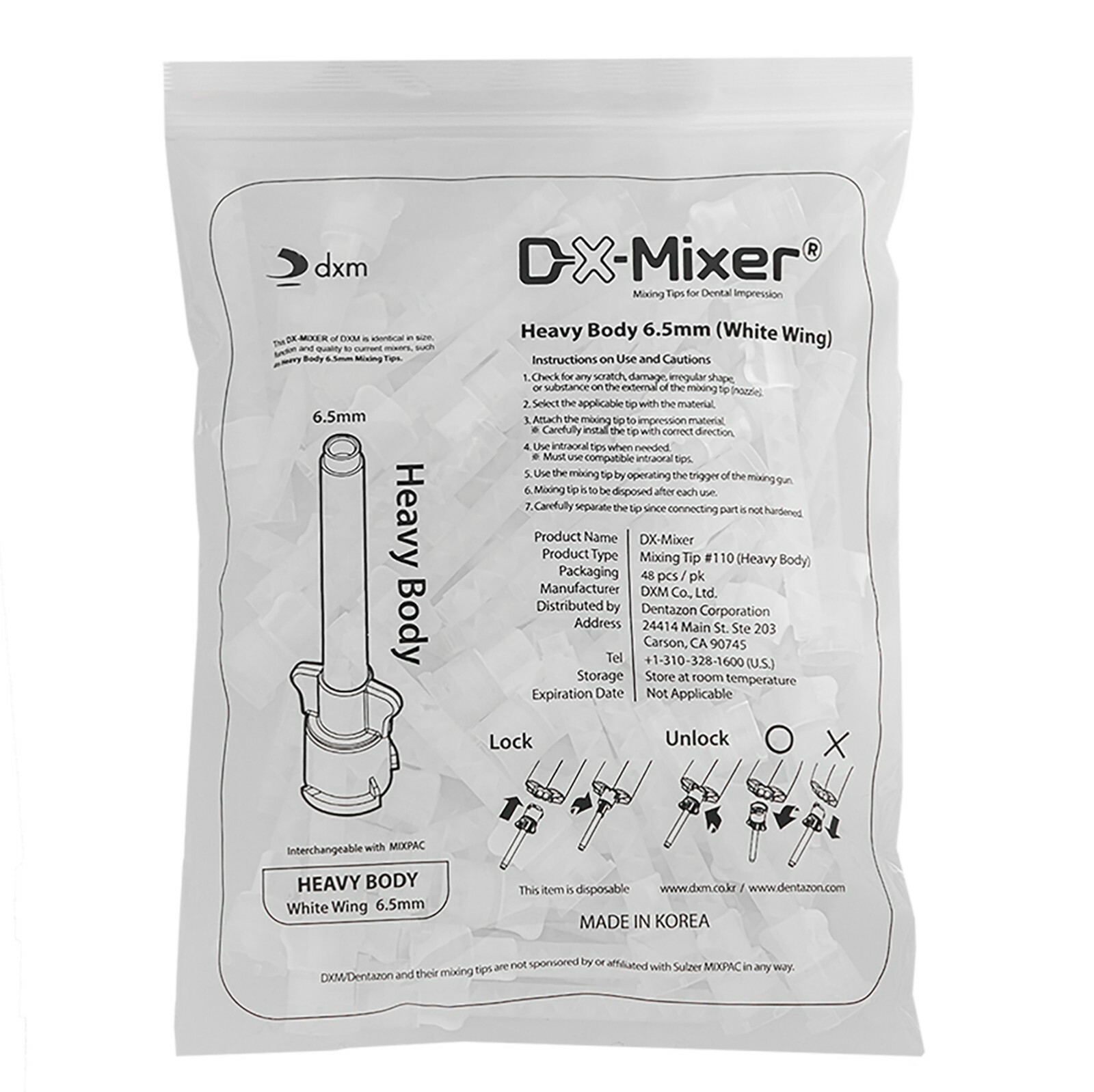 48/50Pcs DX-Mixer Dental Mixing Tips Impression Material 4.2/5.4/6.5mm 1:1/10:1
