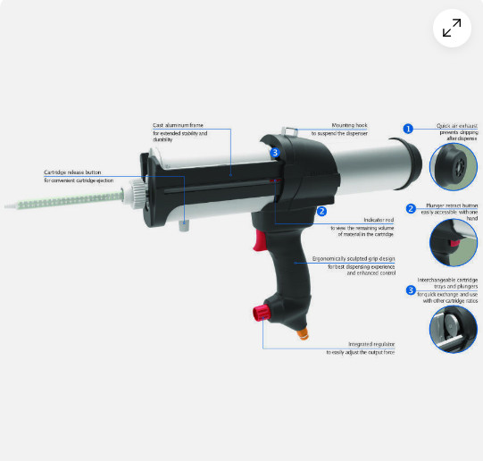 Sulzer MixPac DP2X 400 – 400mL Pneumatic Cartridge Dispenser Multi-Ratio 10:1