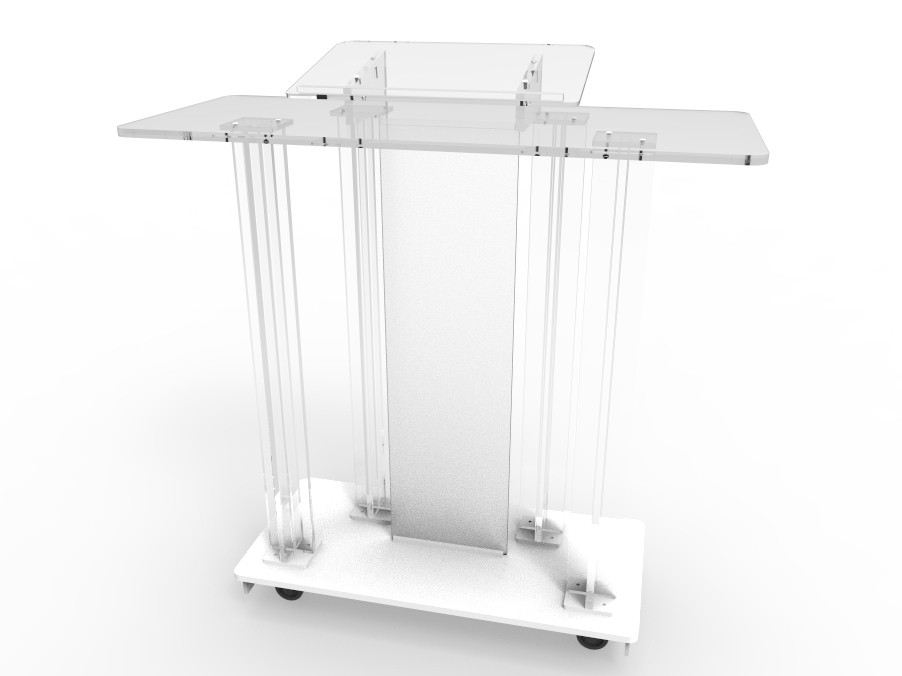 Acrylic Wood MDF Podium W Casters Church Lectern School Pulpit Hostess Desk