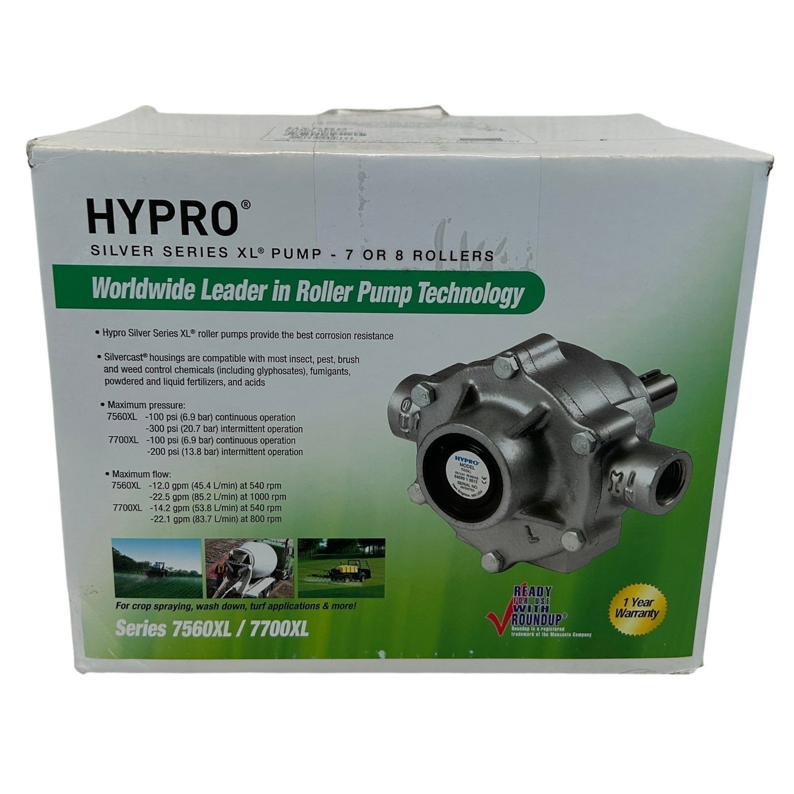 Hypro 7560XL Silver Series XL 8-Roller Pump 300 PSI 22.5 GPM 3/4 NPT Pentair NEW