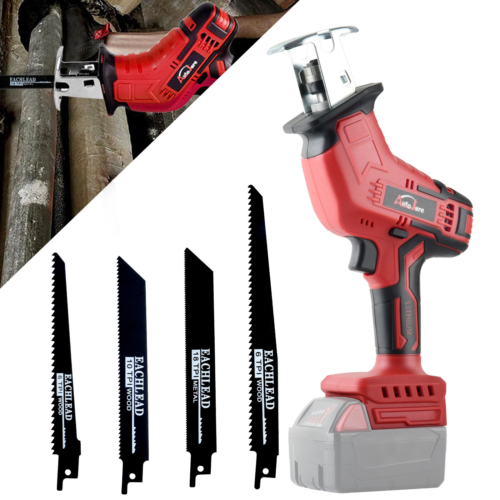18V Brushless Cordless Reciprocating Saw 4-Blades for Milwaukee M-18 Battery