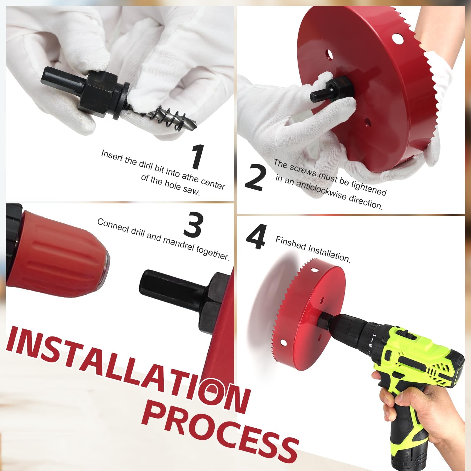 Hole Saw 7 Inch, 32 mm Cutting Depth HSS Bi-Metal for 7 Red