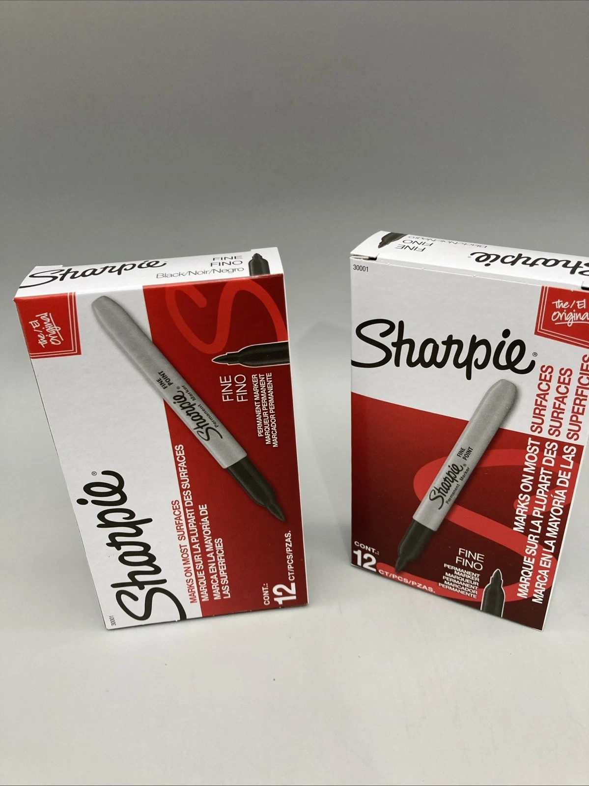 2 Pack Count Sharpie 30001 Fine Tip Permanent Markers 12ct Each Black New