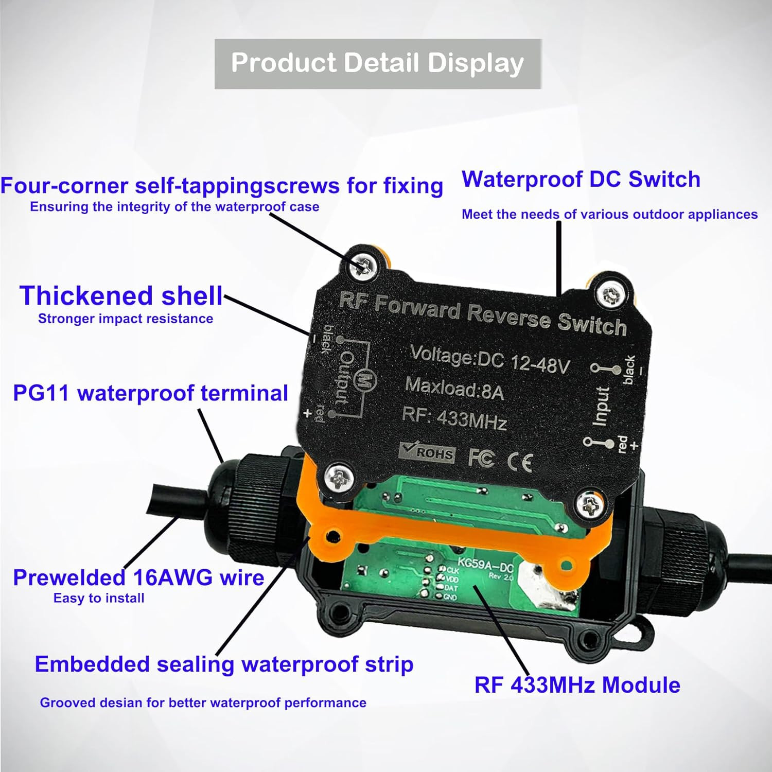 Forward Reverse Switch,DC12V-48V Waterproof Linear Actuator Remote Control Sw…