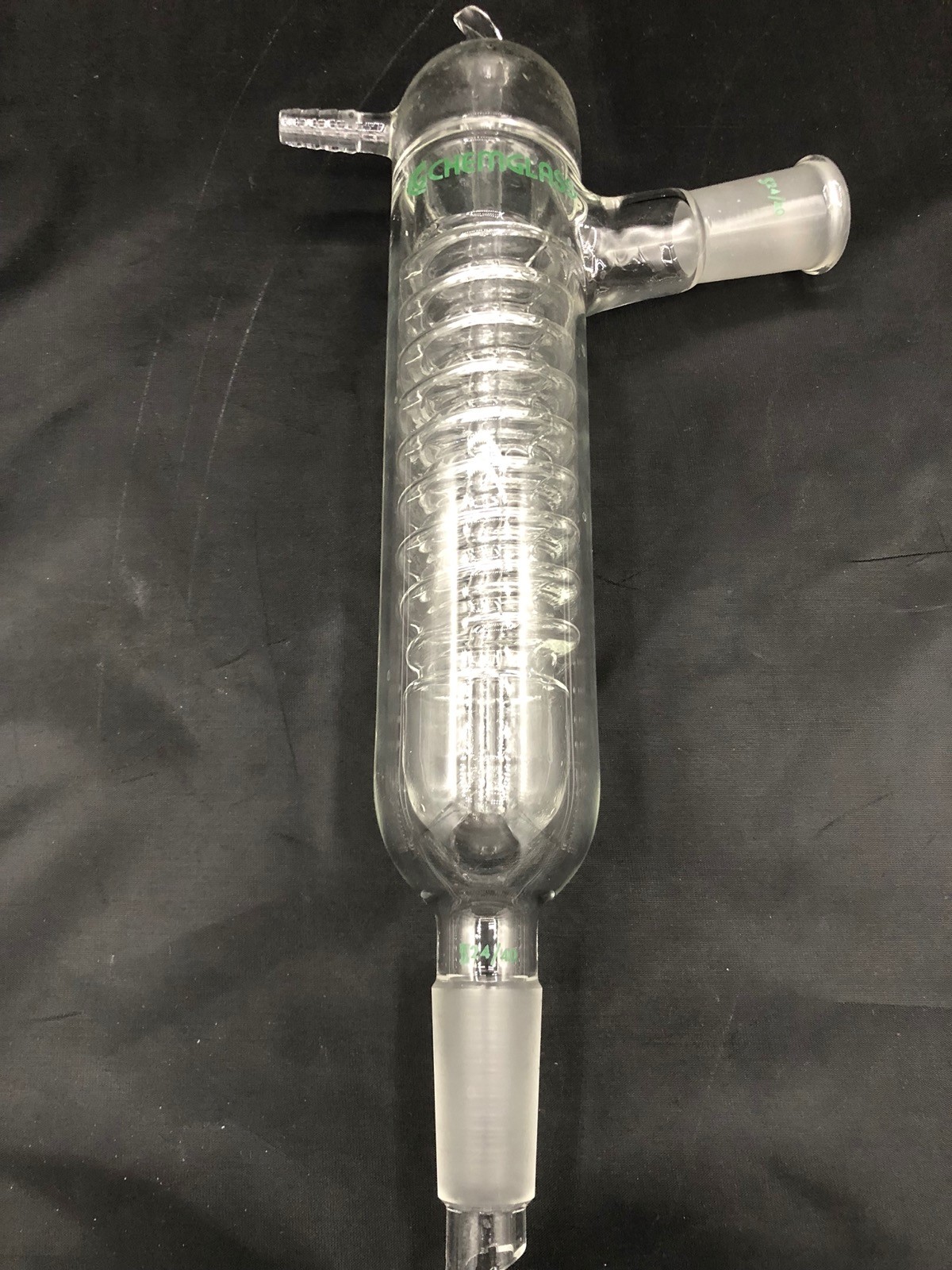 CHEMGLASS Glass 24/40 Outer 24/40 Inner Friedrichs Condenser 12mm HoseCG-1210-01