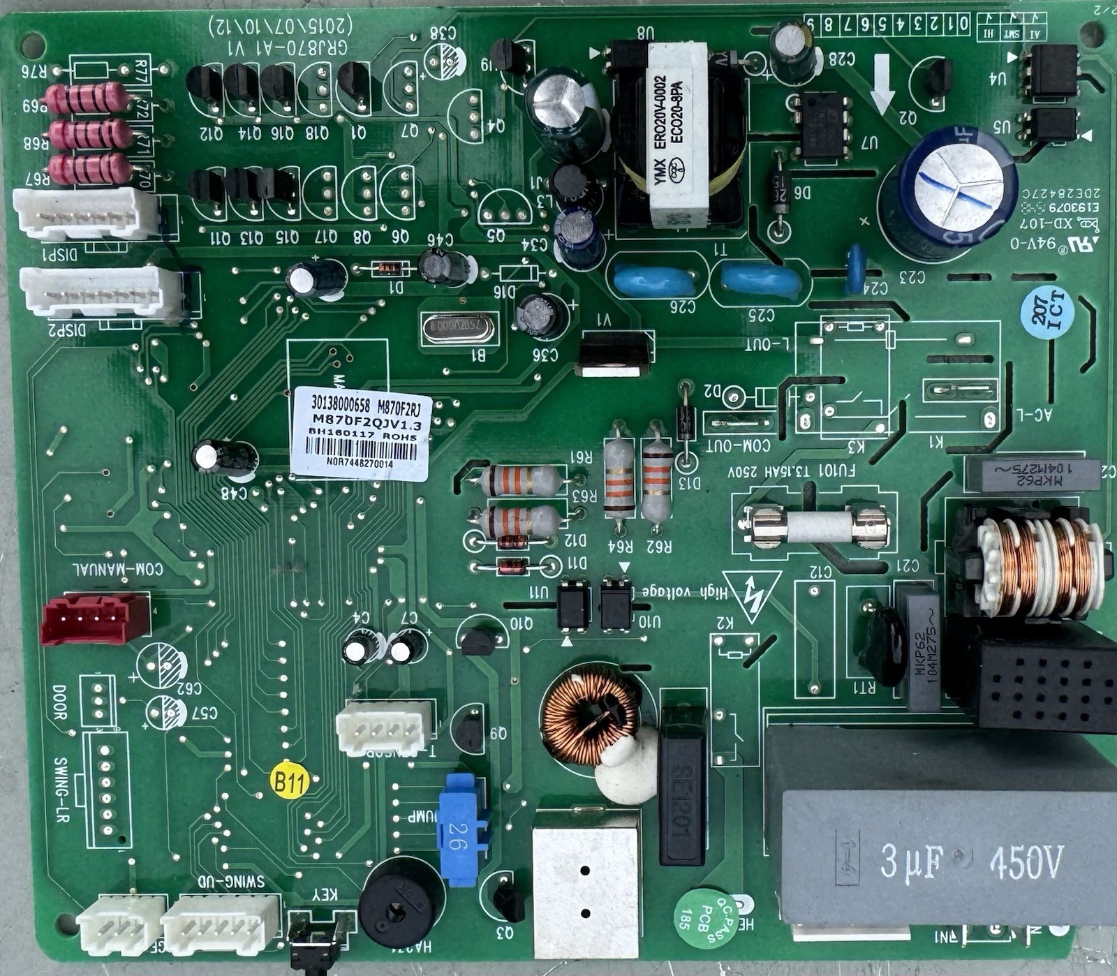Gree 30138000658 Main Control Board GRJ870-A1 M870F2RJ M870F2QJV1.3