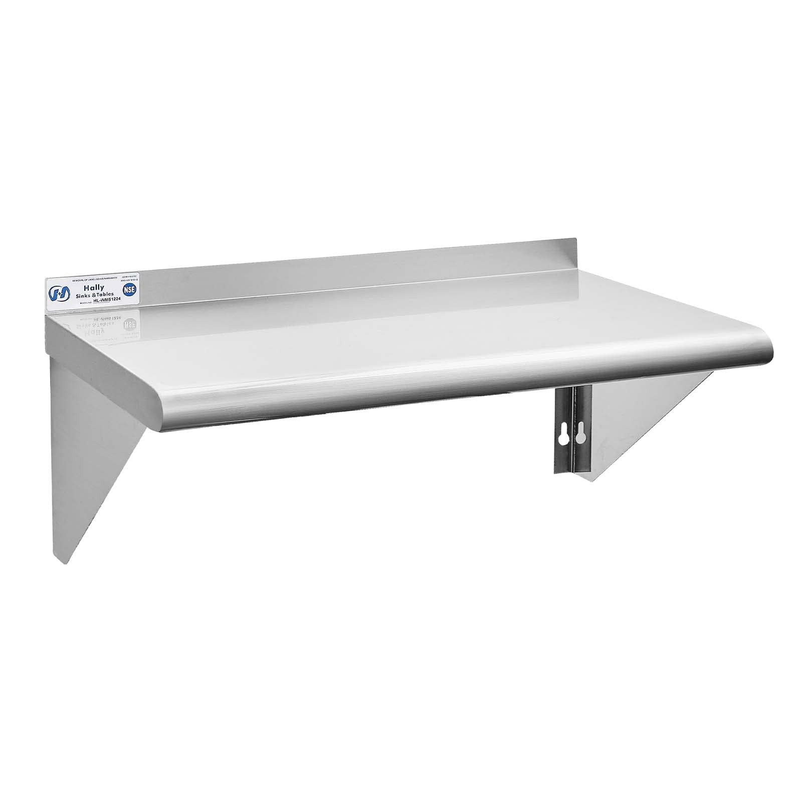 Hally Stainless Steel Shelf 12 x 24 Inches 230 lb, NSF Commercial Wall Mount …