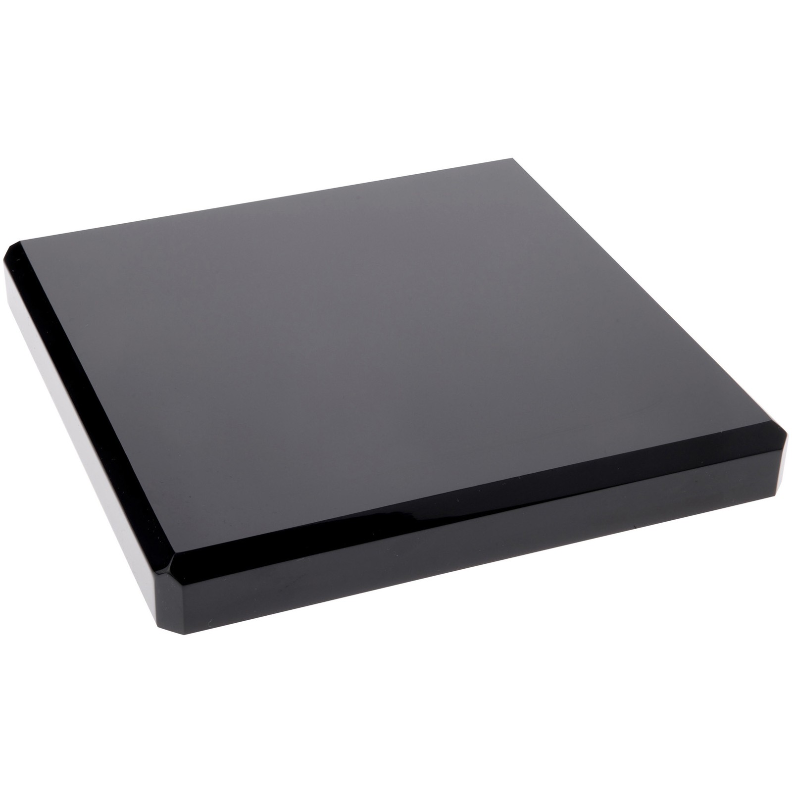 Plymor Black Polished Acrylic Square Beveled Display Base, 8″ W x 8″ D x 1″ H