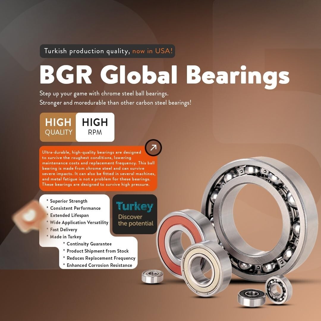 BGR 4 pcs 6203 ZZ Lubricated Chrome Steel Sealed Ball Bearing, 17x40x12 mm