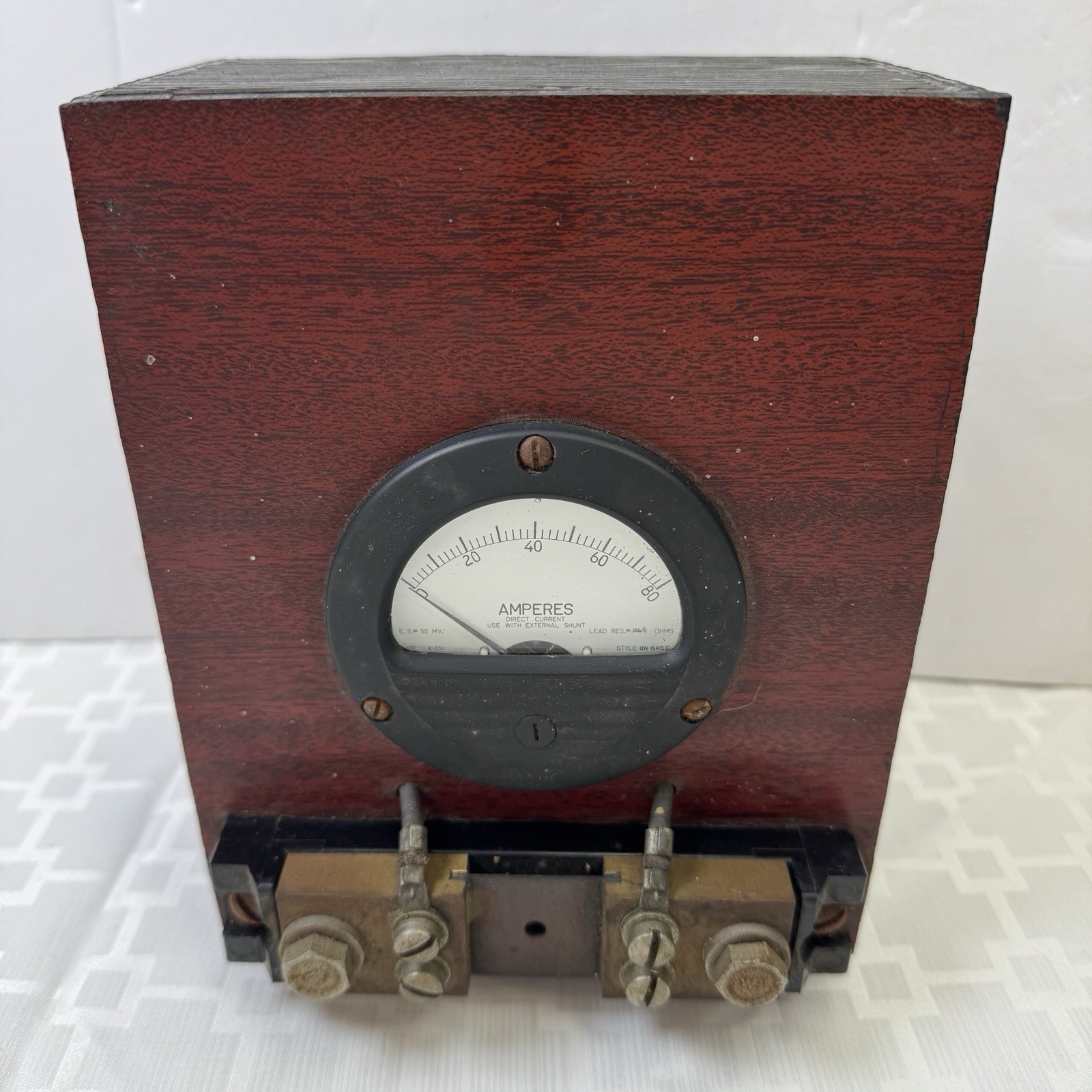 Vintage HAM Radio Ammeter X-351 Westinghouse 0-80 Amperes in Wooden Case