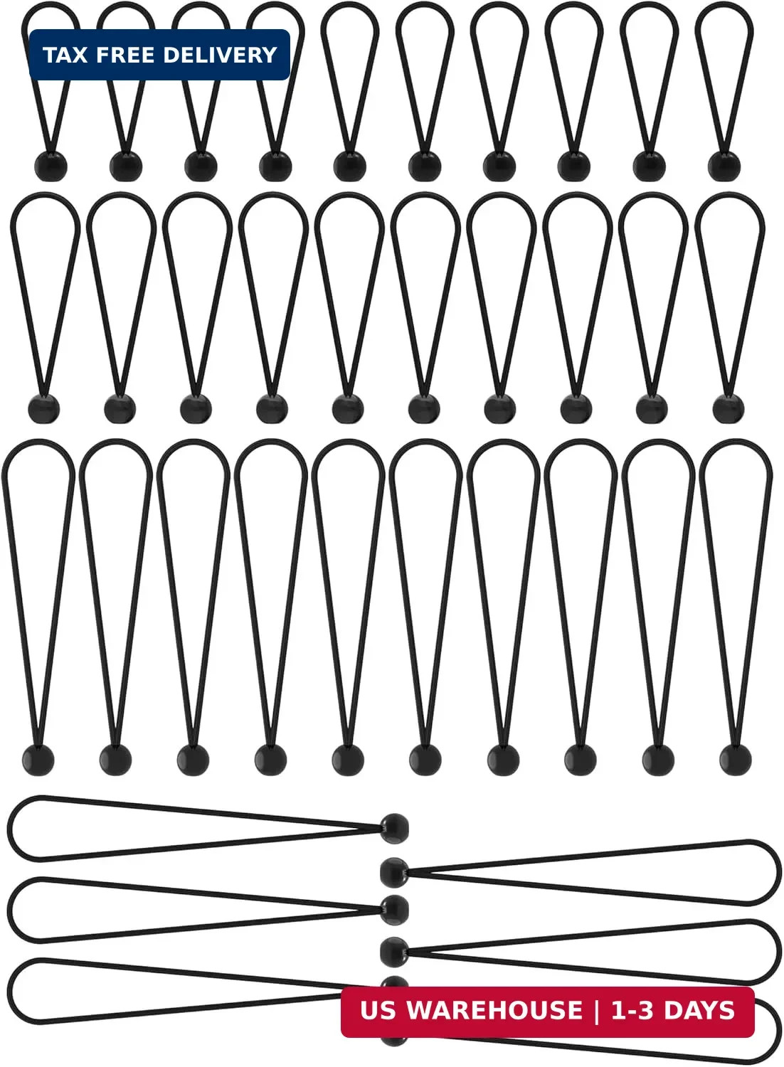 Ball Bungee Cords 36 Pcs Set, Assorted Sizes of 4″, 6″, 9″ and 12″, 5mm Heavy Du