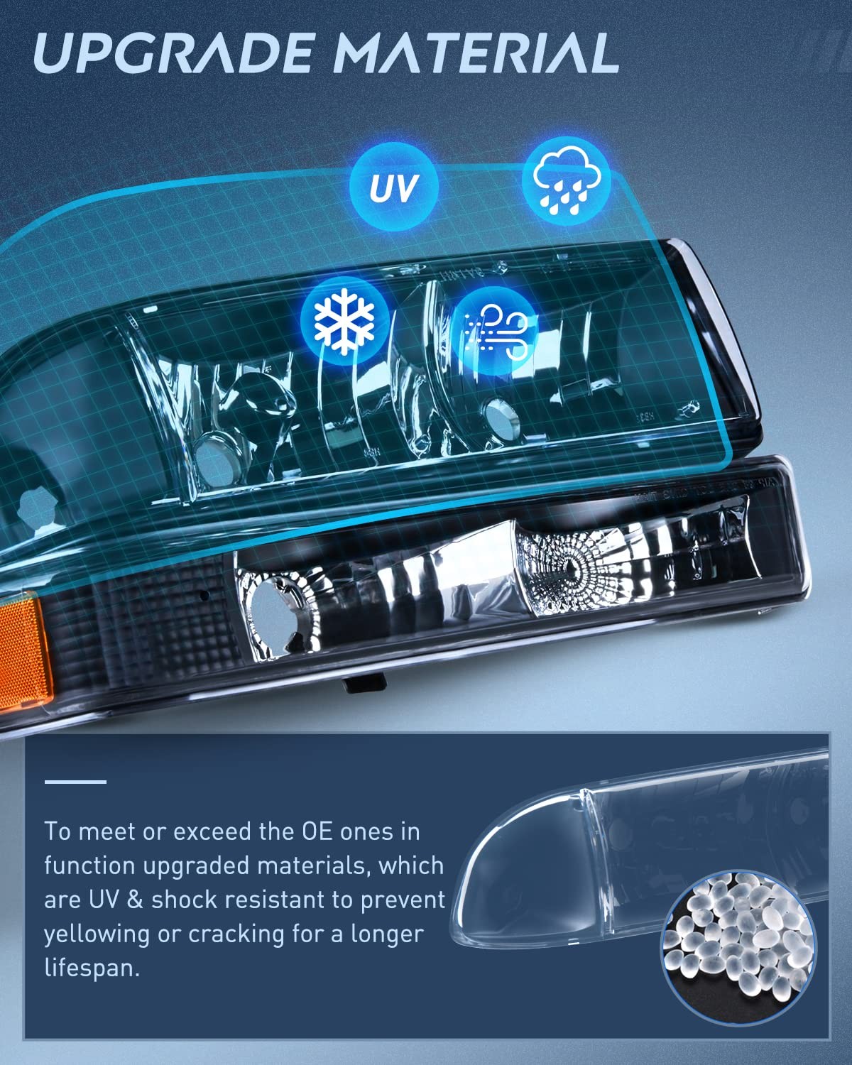 Black Housing Headlights for 1998-2005 Chevy Blazer S10 Pickup Plug and Play