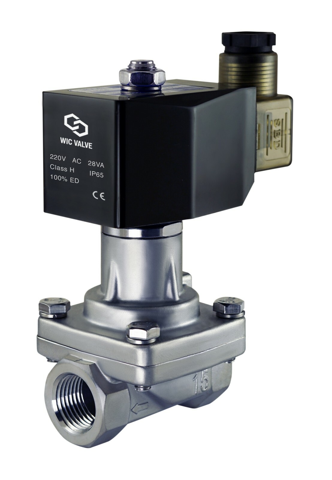1/2″ Inch Stainless Zero Differential Electric Solenoid Steam Valve 220V AC NC