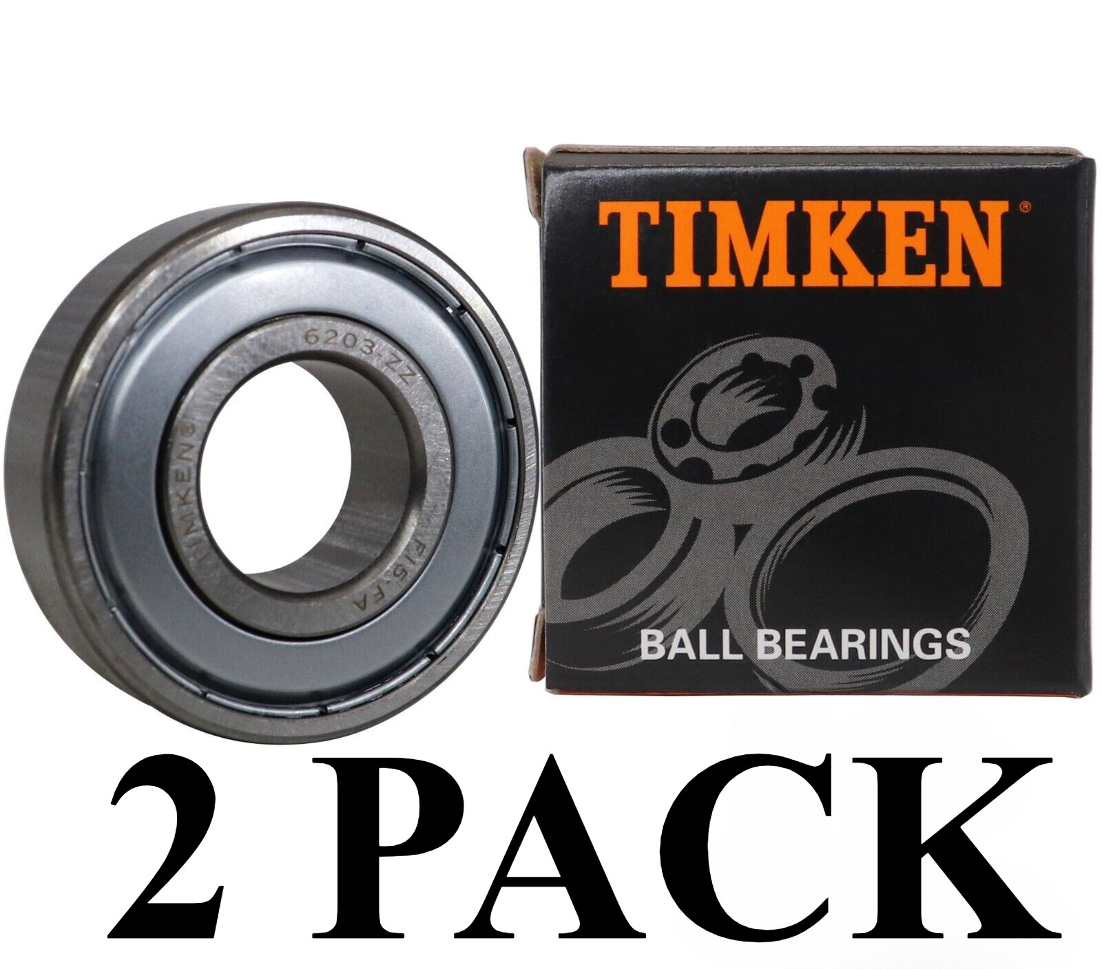2 PACK 6203-2Z 17X40X12MM TIMKEN Double Metal Sealed Bearings NEW