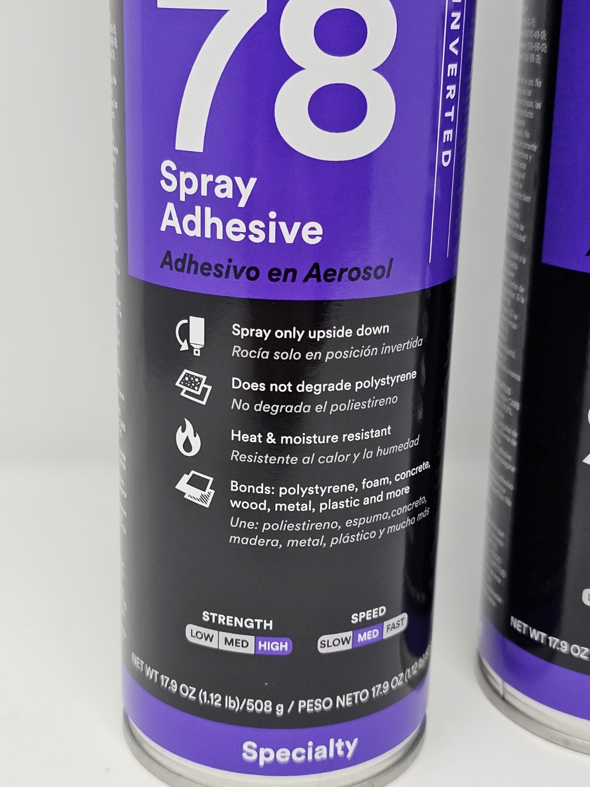 (2) 3M Polystyrene Insulation 78 Spray Adhesive Clear, Net 17.9 Oz Double Pack