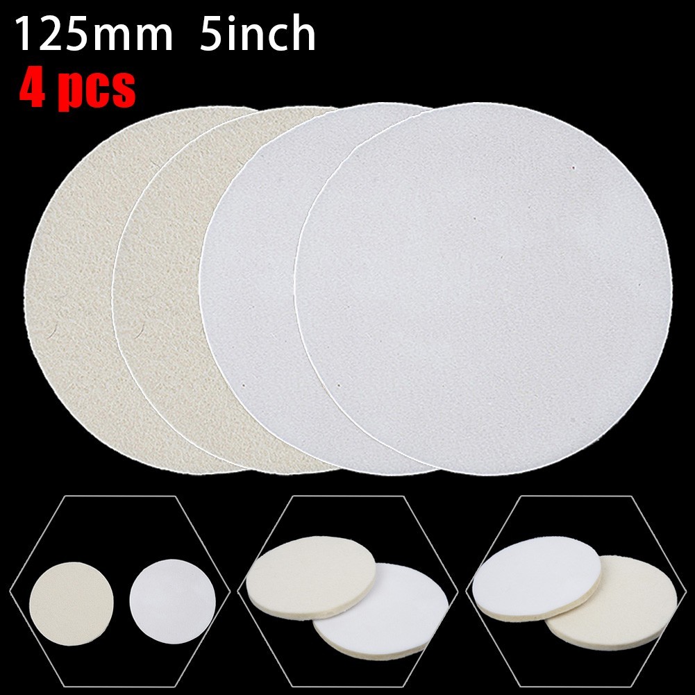 4Pcs 125mm/5Inch Wool Buffing Grinder Wheel Felt Polishing Disc Pad Set Tool