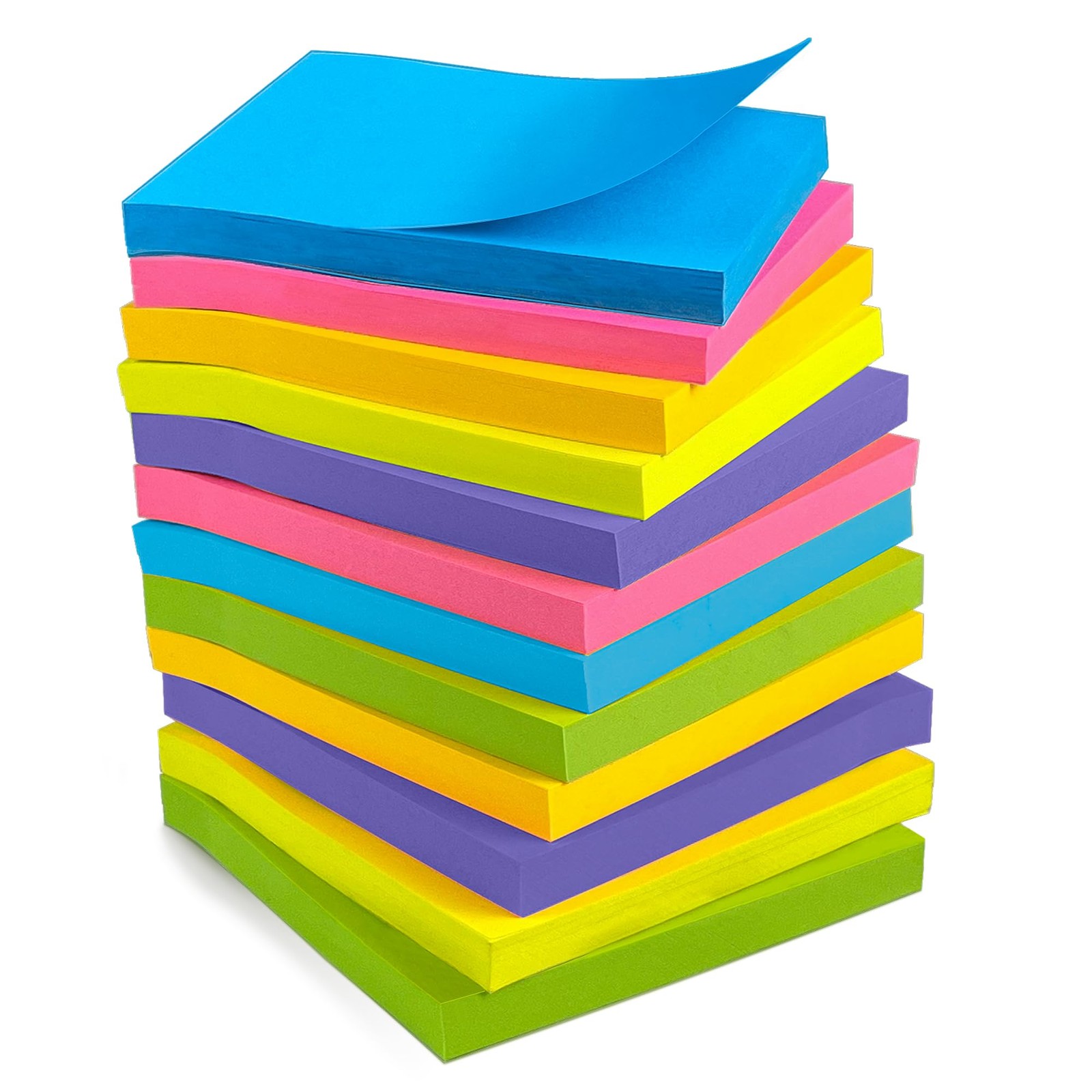 OHOME Sticky Notes – 12 Pads 3”x3” – Colorful Self-Stick Post Notes Bulk – Of…