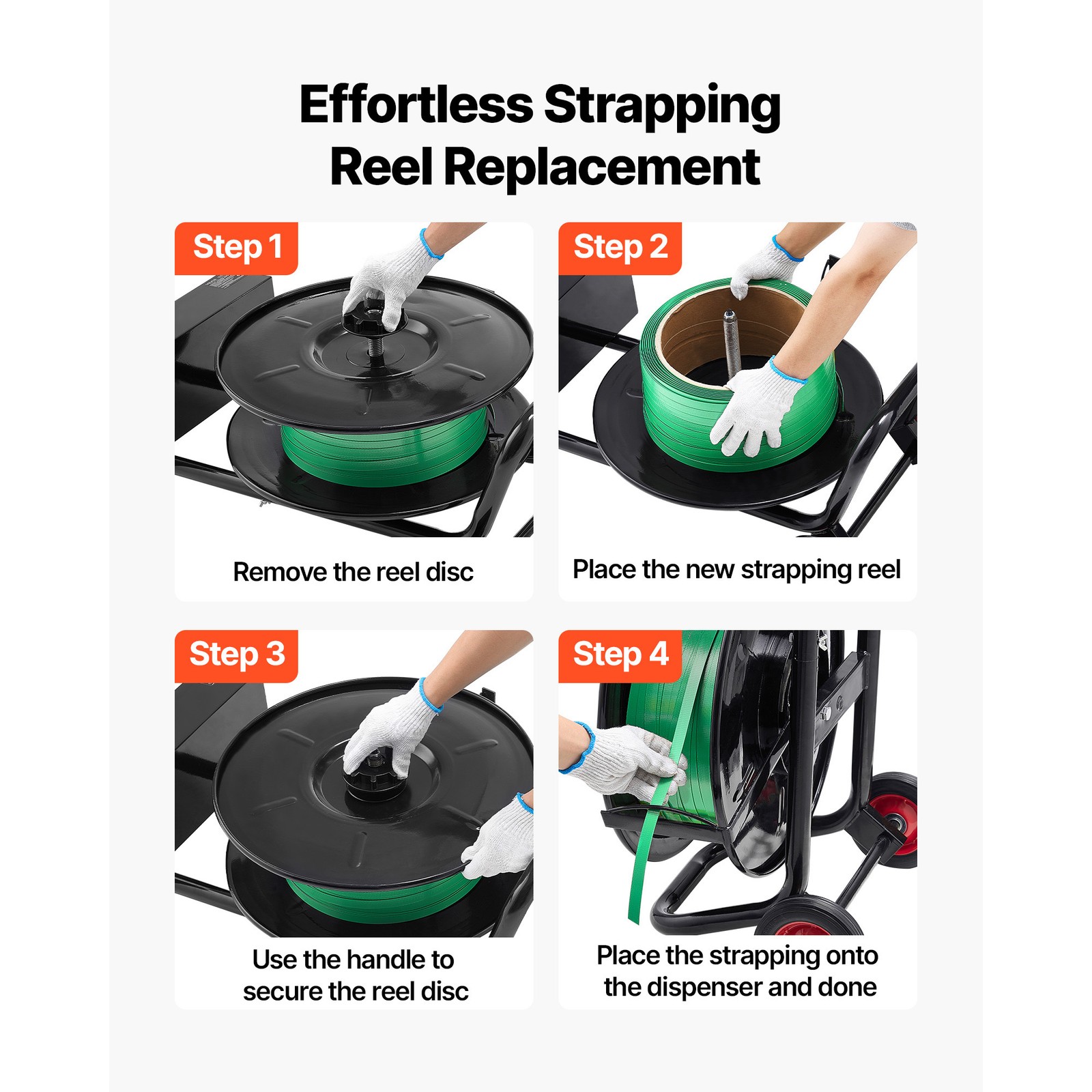 Uimoso Strapping Cart for PET/PP Polyester Straps with 8-inch Core