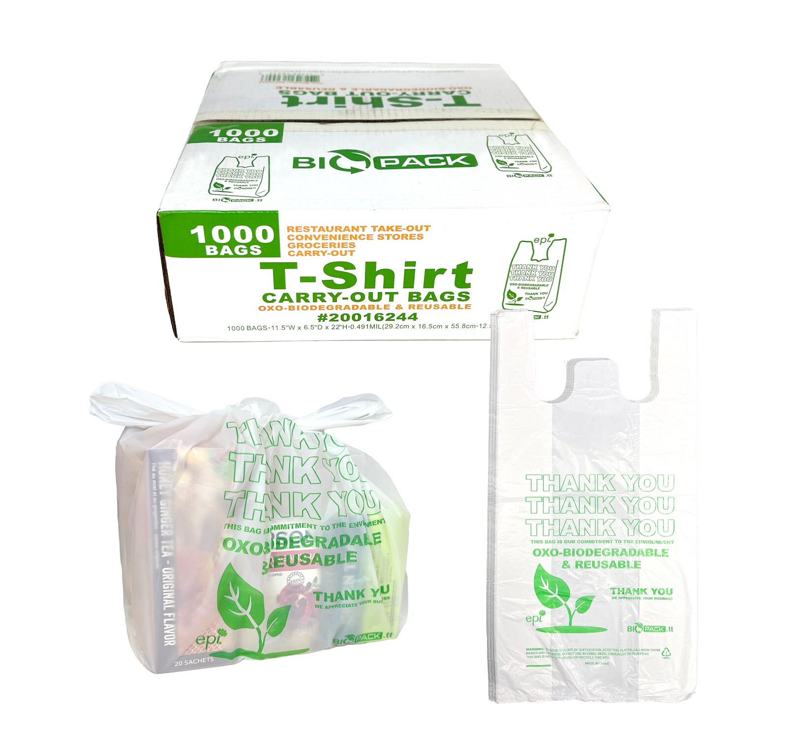 Bags T-Shirt Thank You Plastic Grocery Store Shopping Carry Out Bags 50 PACK