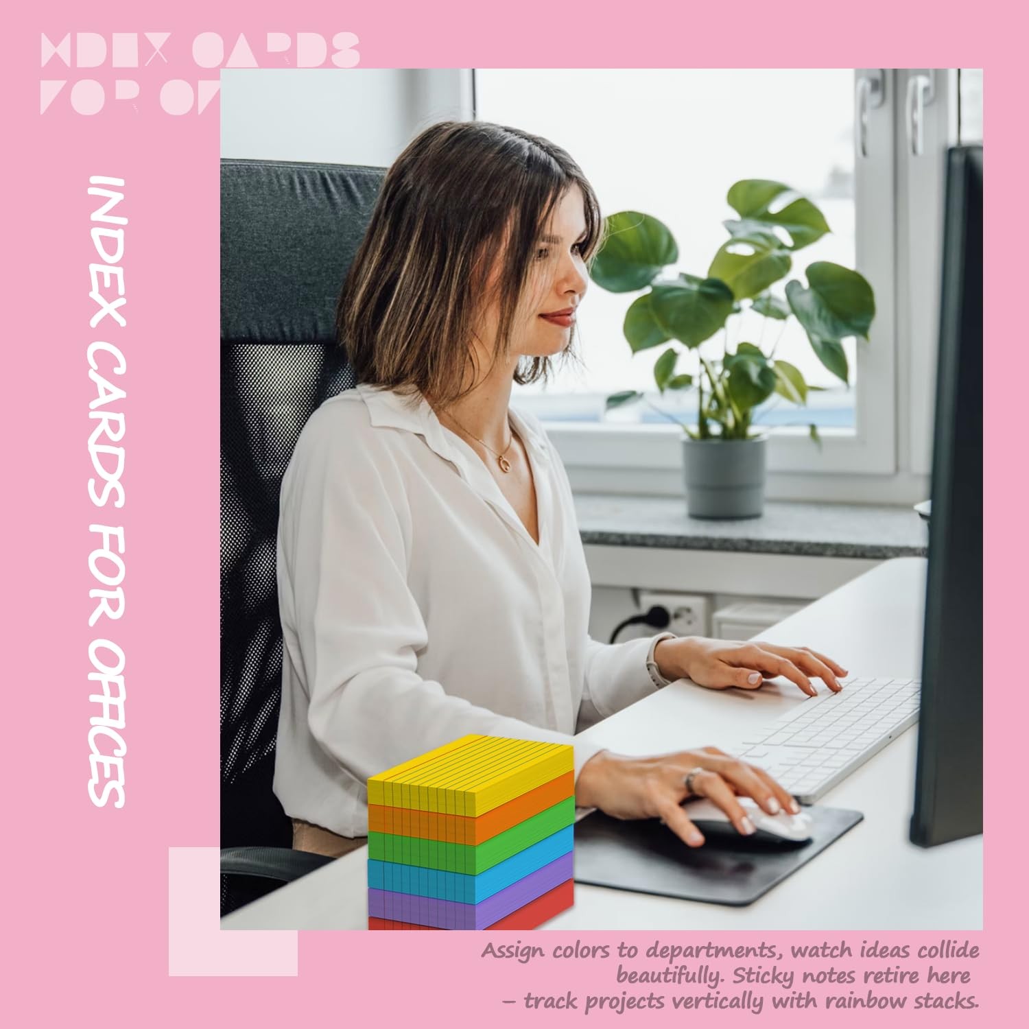 Colored Index Cards 3×5 Inch – 3 x 5 Inch- 300 Count, Neon 6 Colors- Ruled