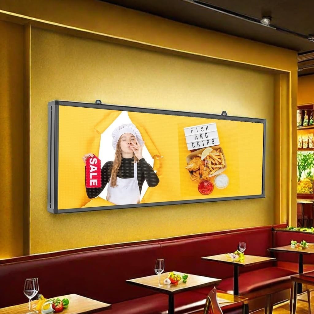 40”x17” Programmable LED Sign, WiFi/USB Control, Waterproof for Outdoor Use
