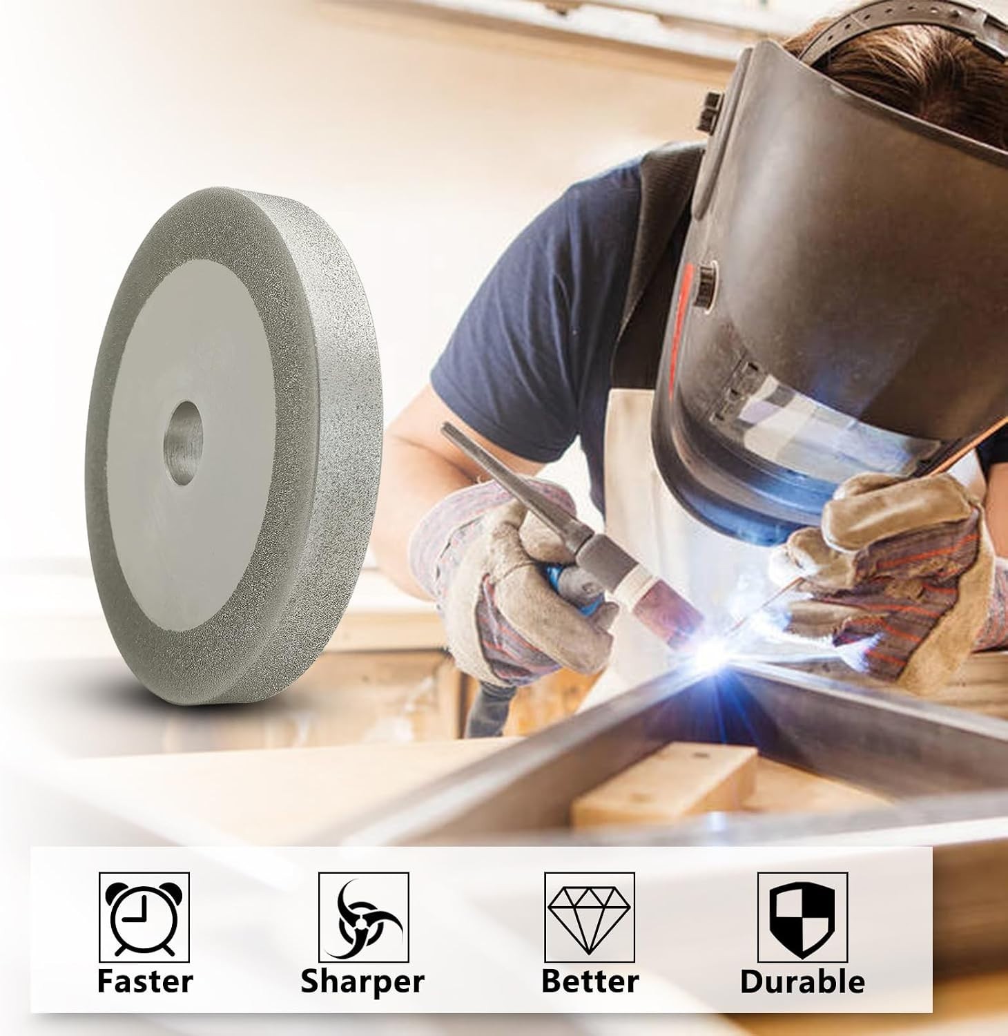 Diamond Grinding Wheel, 3 Inch, 150 Grit, 10mm Wide, 1/2″ Arbor