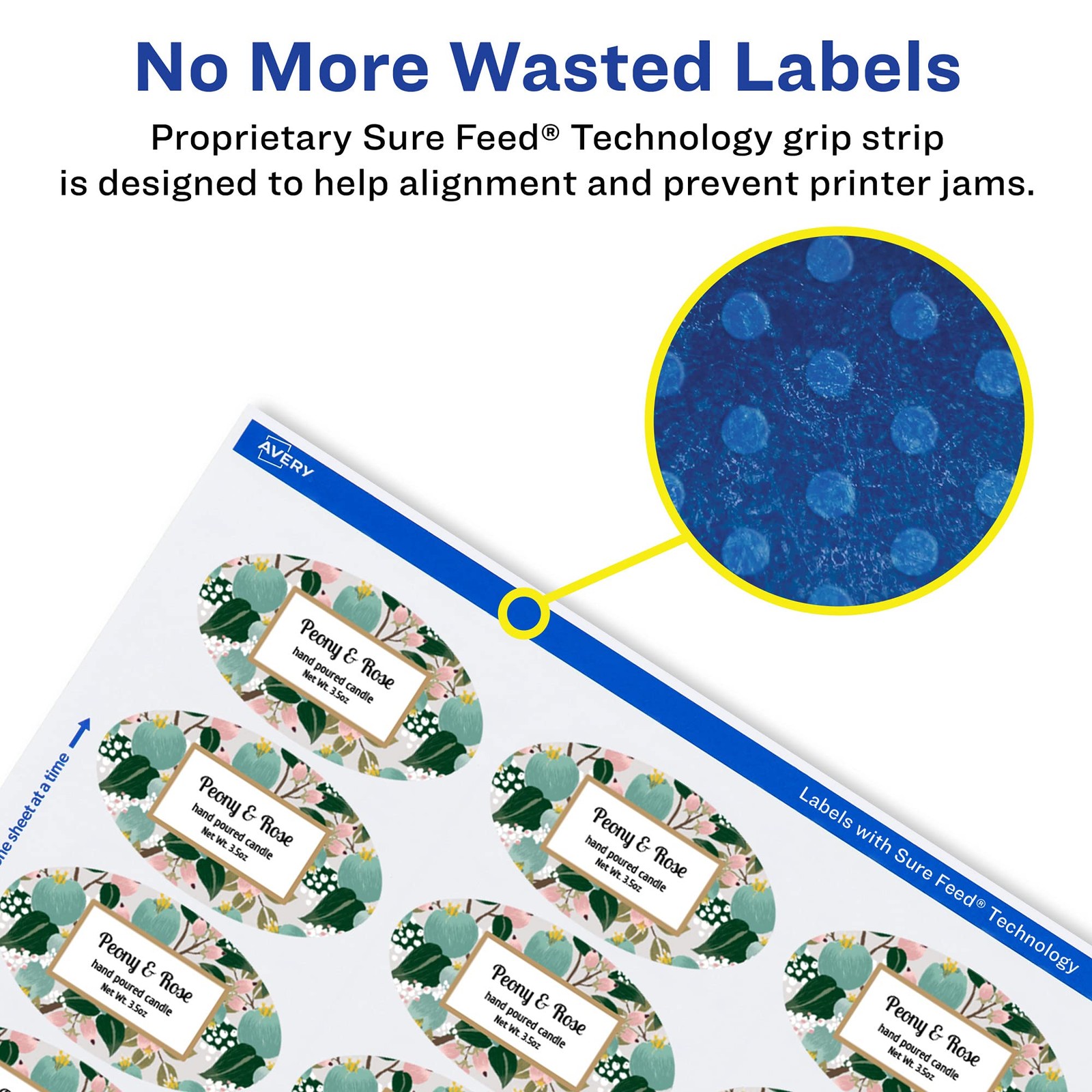 Avery Glossy White Oval Labels Sure Feed Technology 1.5 X 2.5 450 Glossy White