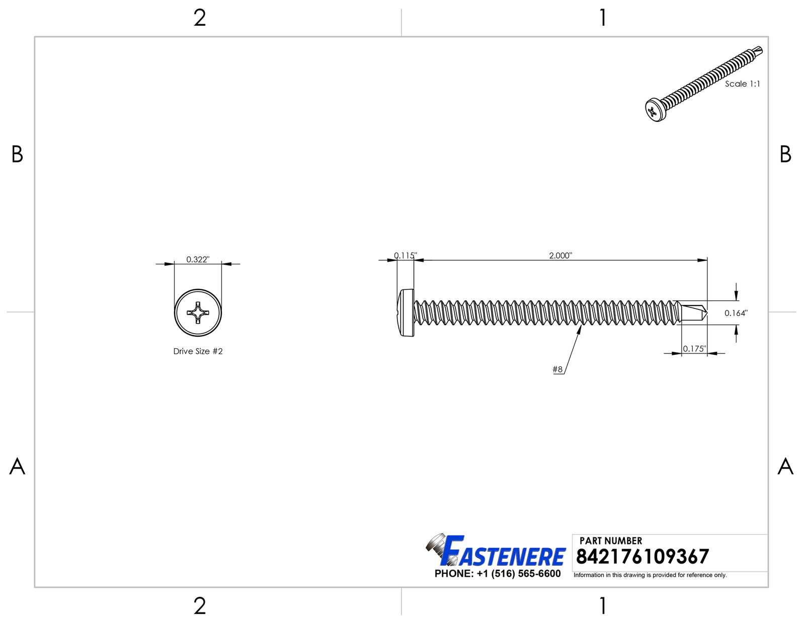 #8 x 2″ Phillips Pan Head Self Drilling Metal Tek Screws Stainless Qty 100