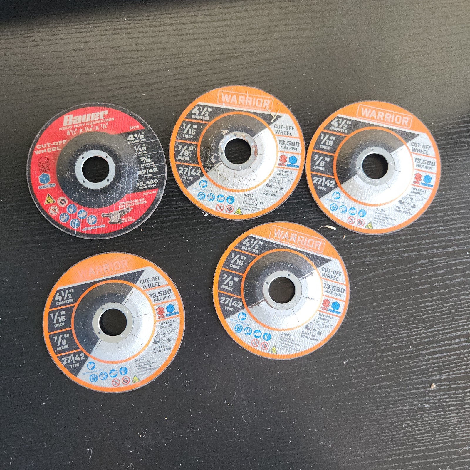 6 New Warrior 4 1/2″ Cutting Grinding Wheels 7/8″ Arbor