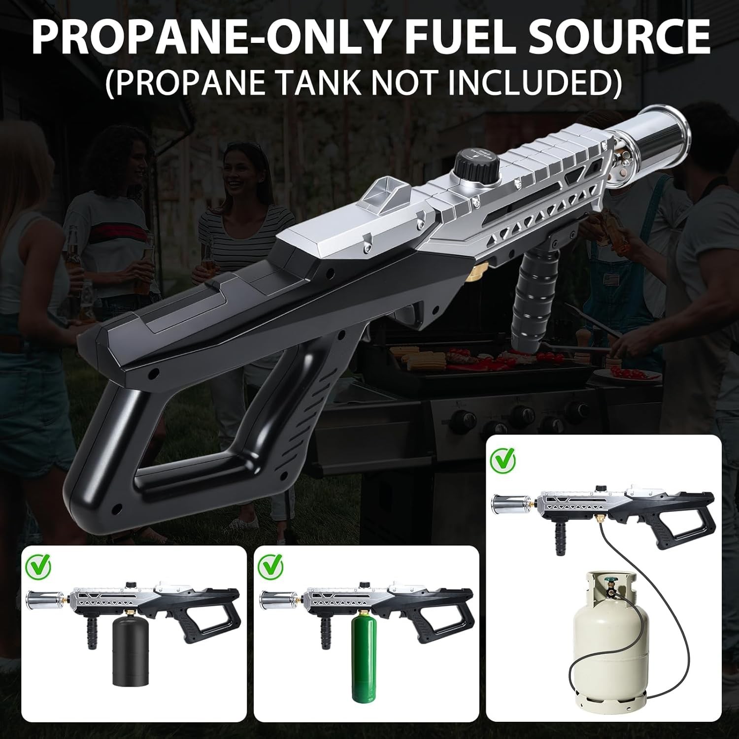 Muphop Powerful Propane Torch Gun, Flamethrower Gun with Silver and Black