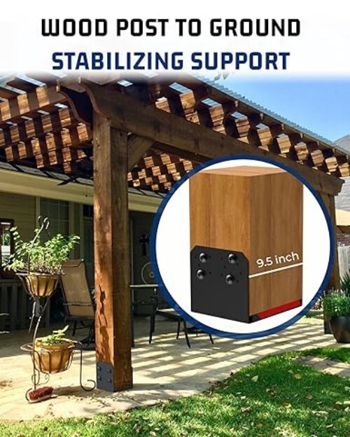 Nominal 10×10 Post Base for Concrete 2-Pack 1-Inch Standoff Pergola Brackets Kit