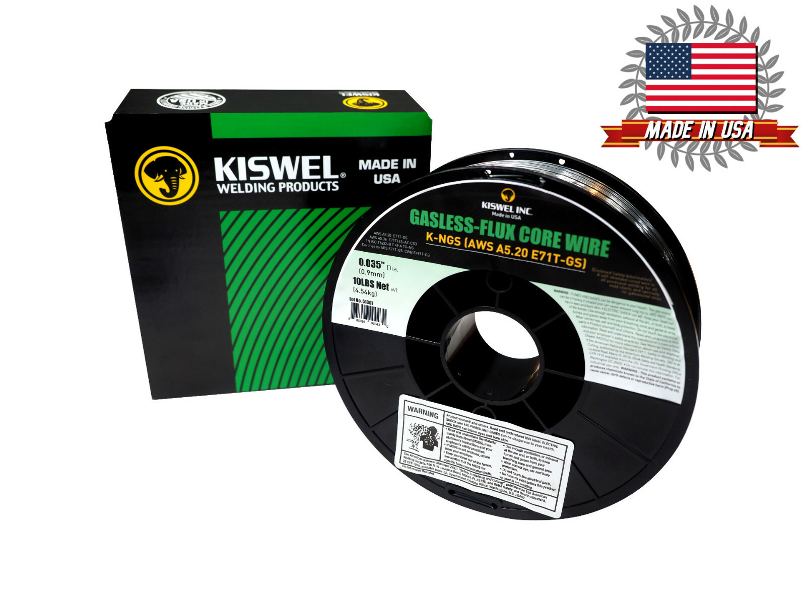 (Made in USA) Kiswel E71T-GS .035 in. Dia 10lb. Gasless-Flux Core Welding wire